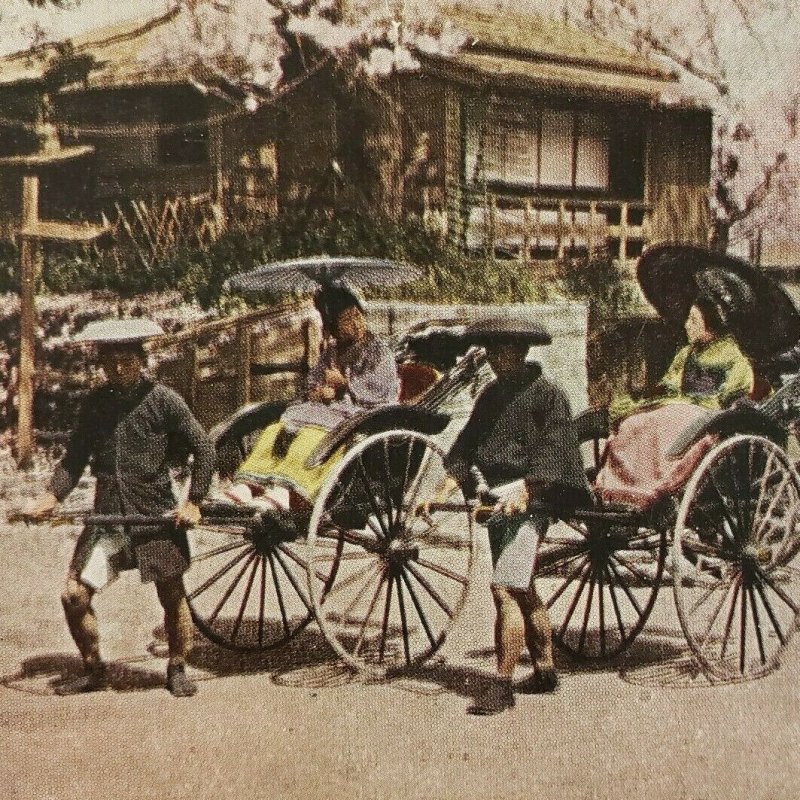 Japonés Mujer Jinrikishas Jinirikisha Yokohama Japón Rickshaw Asiática