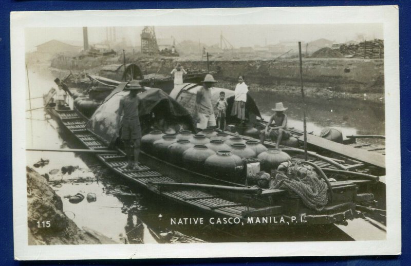 Native Casco Manila Philippine Islands Real Photo Postcard RPPC.