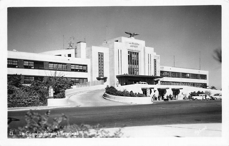 New York NY LaGuardia Airport Terminal Automobiles RPPC