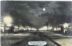C. 1910 Night Scene, Moon, South Bend Ind. Vintage Postcard P49