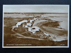 Dorset MUDEFORD from Hengistbury Head showing Beach Huts c1940's RP Postcard