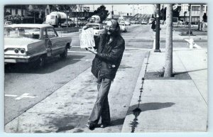 Inside San Francisco Postcard ~ BERKELEY HITCHHIKER 1975 Street Scene Postcard 