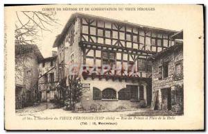 Postcard Old Perouges Hostellerie Street princes and Place de la Halle