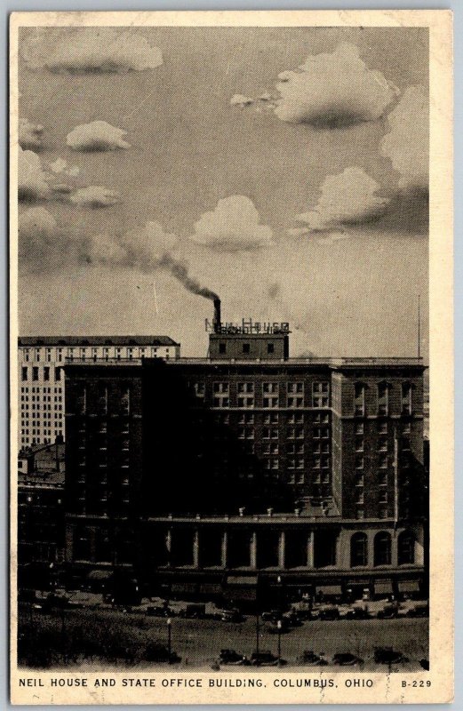 Columbus Ohio 1930s Postcard Neil House and State Office Building