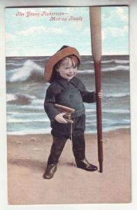 P806 old card the little young fisherman-making ready