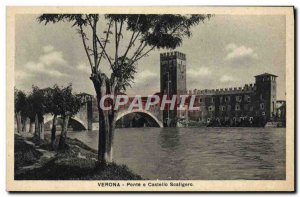 Postcard Old Verona Ponte e Castello Scallgero
