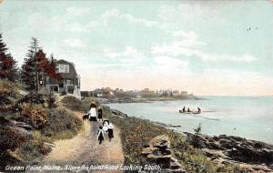 Ocean Point Maine Road Looking South Coastline Scene Antique Postcard K13312