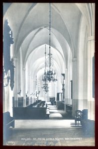 dc1182 - SWEDEN Malmo 1920s St. Petri Church Interior. Real Photo Postcard