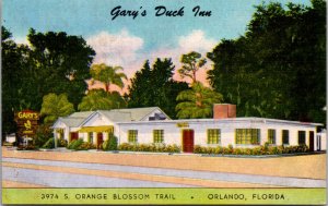 Linen Postcard Gary's Duck Inn 3974 S. Orange Blossom Trail in Orlando, Florida