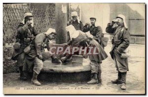 Old Postcard Army Infantry in the fountain