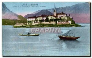 Old Postcard Lago Maggiore Isola Pescatori del Levante Vista da Boat