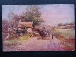 Country Farm Life THE WAIN Hay Cart c1905 Postcard by Hildesheimer