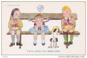 Artist Signed, ´Istill wish you were here, two boys and a girl sitting on be...