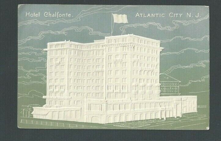 Ca 1907 Post Card Atlantic City NJ Hotel Chalfonte Blue & White Airbrushed--