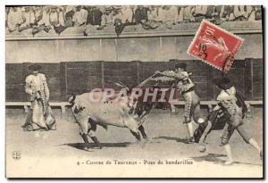 Old Postcard Bullfight bull Bullfight Laying banderillas
