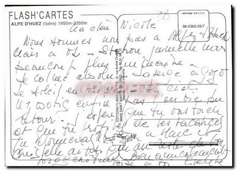Postcard Modern Alpe d'Heuz