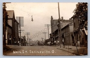 J87/ Salineville Ohio RPPC Postcard c1910 Columbiana Main Street Stores 1298