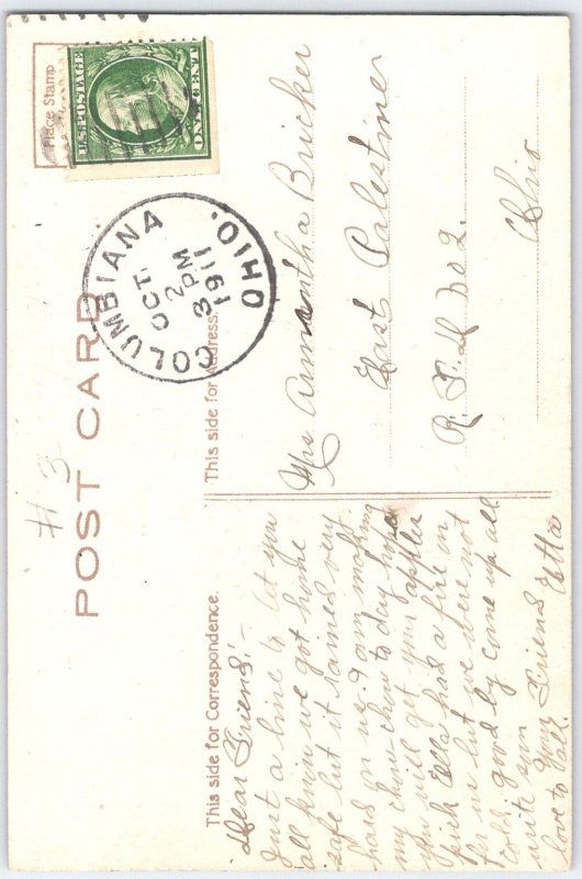 1911 Ausable Chasm, Lake Champlain, NY Postcard - Columbiana, Ohio Postmark