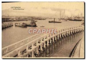 Old Postcard Ostend The Seaport Boat