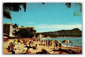 Diamond Head and Moana Hotel Waikiki Hawaii HI UNP Chrome Postcard U12