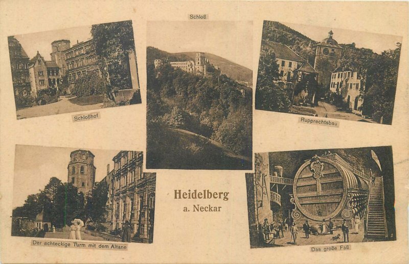 Postcard Germany Heidelberg schloss multiview