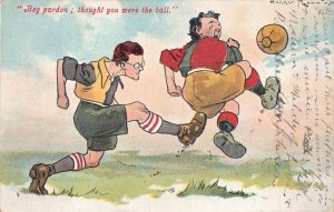 ENGLAND SPORTS SOCCER COMIC ARTIST SIGNED POSTCARD 1907