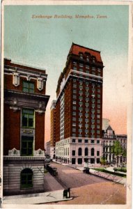 Postcard TN Memphis Exchange Building Old Cars 1920s S78