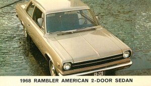 1968 Rambler American 2 door Sedan dealer advertising Postcard 22-8534