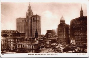 New York City Municipal Building And City Hall Vintage RPPC C098