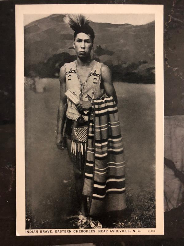 Mint NC USA Postcard Native American Indian Eastern Cherokee Brave Asheville