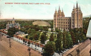 Vintage Postcard 1910's Mormon Temple Square Complex Center Salt Lake City Utah