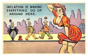 Girls dress blowing upwards,