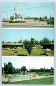 Evansville Indiana IN Postcard The Skyway Court  Exterior Swimming Pool c1960's