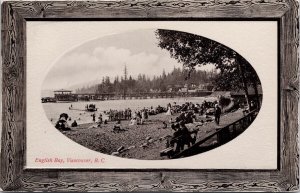 English Bay Vancouver BC British Columbia Bathers PNC Glosso Oval Postcard H29