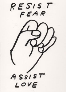 Resist Fear Assist Love Human Rights Sign Protest Politics Postcard