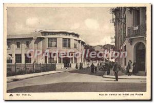 Old Postcard Vittel Rue Verdun And I'Hotel Des Postes