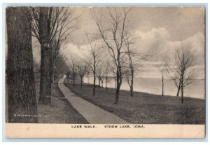 1920 Lake Walk Scenic Trail Path Trees Scene Storm Lake Iowa IA Posted Postcard