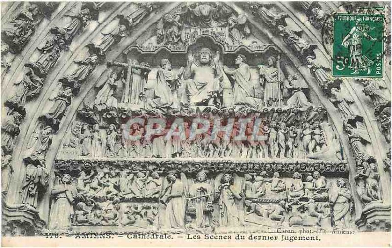 Old Postcard Amiens - Cathedral - The scenes of the Last Judgment