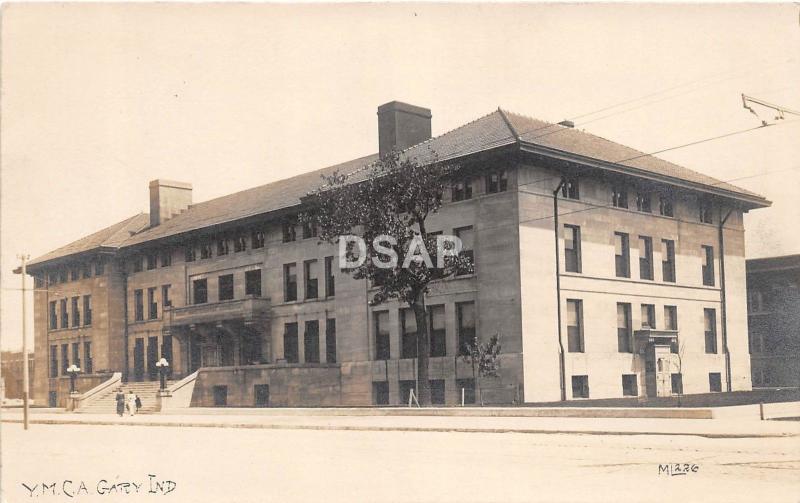 Indiana In Real Photo RPPC Postcard c1910 GARY Y.M.C.A. Building