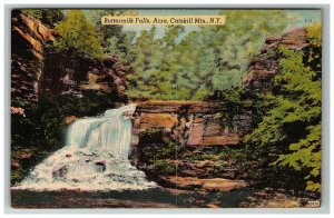 1930-45 Buttermilk Falls Acra Catskill Mts New York Postcard Linen Ny 