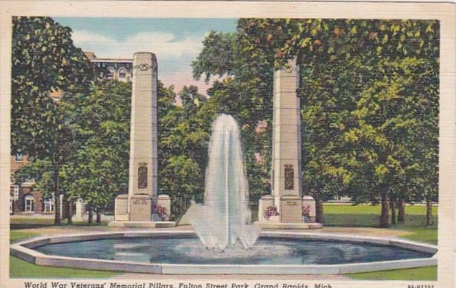 Michigan Grand Rapids World War Veterans Memorial Pillar Fulton Street Park C...