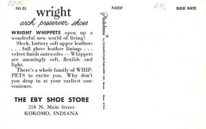 Advertising Post Card Wright Whippets The Eby Shoe Store, Kokomo, Indiana, US...