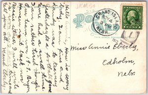 1913 Grand Island College Grand Island Nebraska NB Trees Posted Postcard