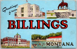 1947 Greetings From Billings Montana Large Letter Landmarks Posted Postcard