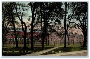 c1910 US Armory General View from Benton Park Springfield MA Postcard