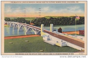 Indiana Vincennes The Beautiful Lincoln Memorial Bridge Over The Historic Was...