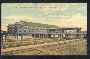 GALESBURG ILLINOIS CB&Q RAILROAD DEPOT TRAIN STATION VINTAGE POSTCARD