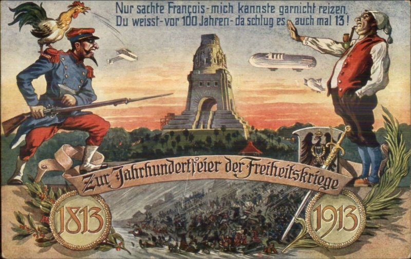 German 1913 100 yr Liberation Celebration Anti France Propaganda Postcard