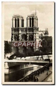 Old Postcard Paris La Cathedrale Notre Dame and the Double Bridge