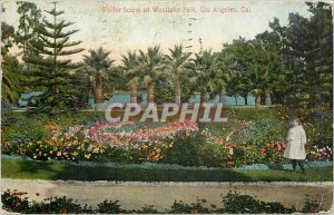 Old Postcard Winter Scene at Westlake Park Los Angeles